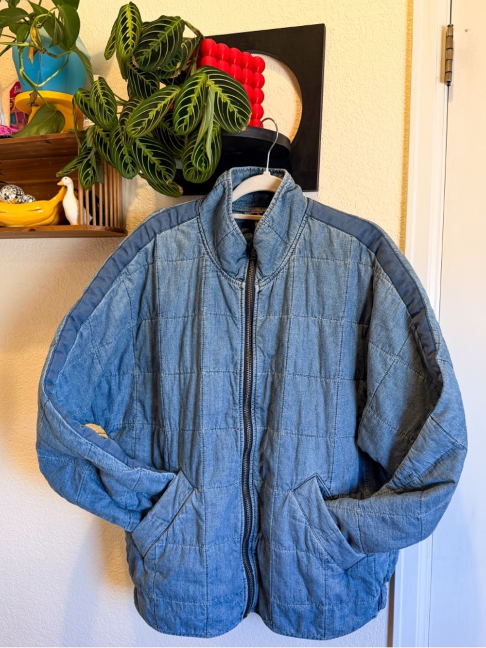 Free People - Quilted Denim Dolman Jacket, L